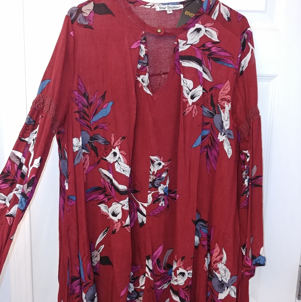 Retro print floral Boho style swift dress